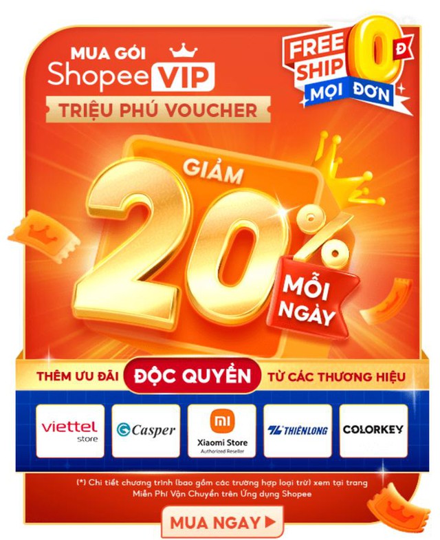 Voucher giảm giá thêm dành cho hội viên ShopeeVIP trong tháng 8